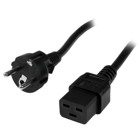 Cable schuko a c19 startech 2m - macho - hembra - negro