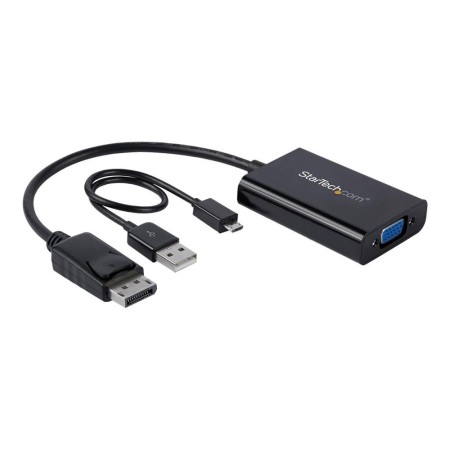 Adaptador displayport a vga startech 0.184m - macho - hembra - negro + cable micro usb tipo b a usb tipo a