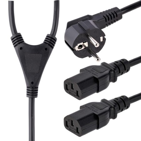 Cable schuko a 2x c13 startech 2m - macho - hembra - negro