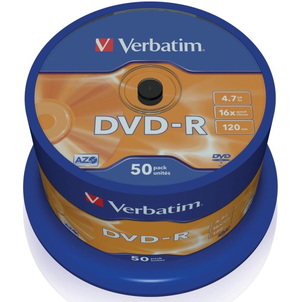 Verbatim dvd - r 4.7gb 16x tarrina 50 unidades advanced azo