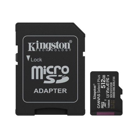 Tarjeta memoria micro secure digital sdxc 512gb kingston canvas select plus clase 10 uhs - 1 + adaptador sd