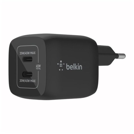 Cargador de pared belkin wch011vfbk 45w 2x usb tipo c negro