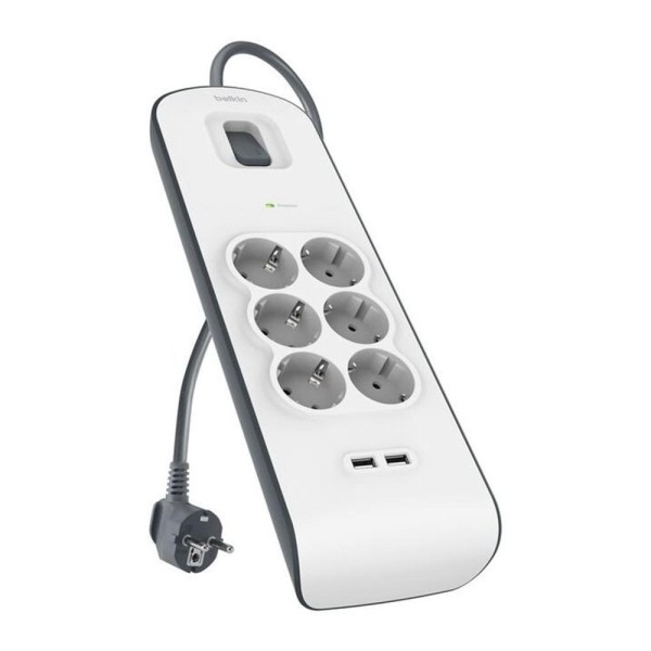 Regleta alimentacion belkin bsv604vf2m - v2 proteccin contra sobret 6 tomas + 2 usb - a 2.4 boton