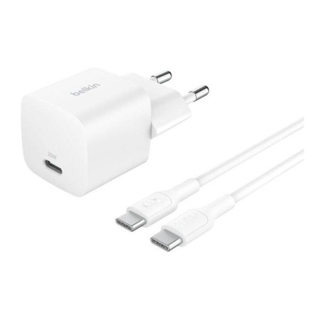 Cargador de pared belkin wca012kq1mwh - b6 25w 1x usb tipo c blanco + cable usb tipo c