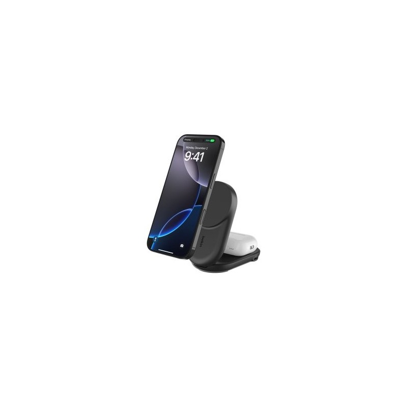 CARGADOR INALAMBRICO BELKIN WIZ039KQBK 25W 2EN1 MAGNETICO PLEGABLE PARA IPHONE Y AIRPODS NEGRO