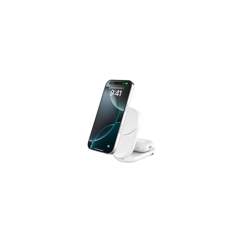 CARGADOR INALAMBRICO BELKIN WIZ039KQWH QI2 25W 2EN1 MAGNETICO PLEGABLE PARA IPHONE Y AIRPODS BLANCO