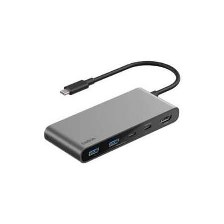 HUB USB-C BELKIN AVC023hqSGY 7 PUERTOS HDMI 4K 60Hz SD MICROSD 2xUSB-A 2xUSB-C PD 100W GRIS ESPACIAL