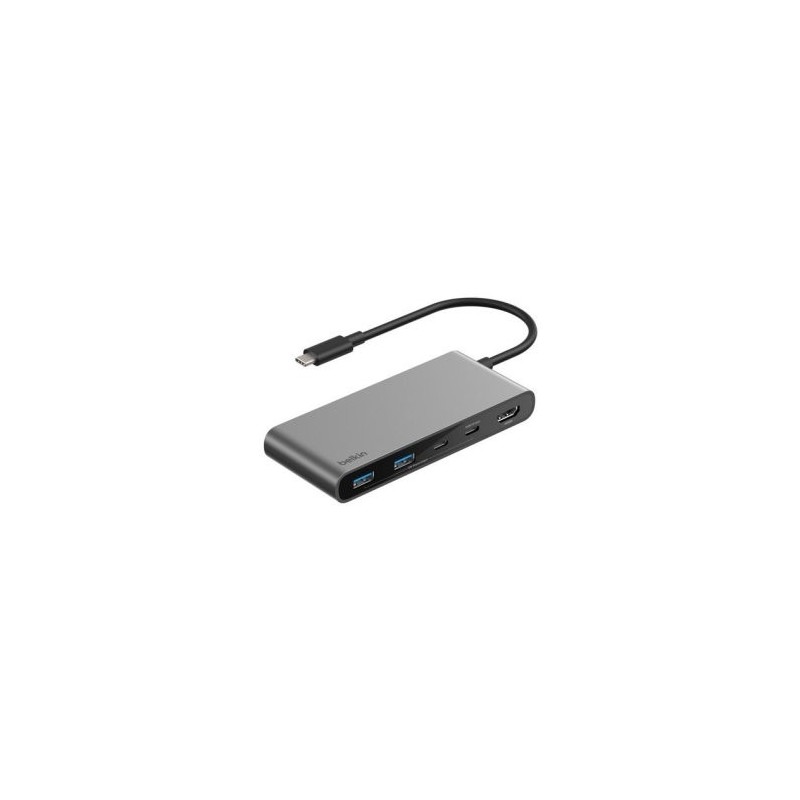 HUB USB-C BELKIN AVC023hqSGY 7 PUERTOS HDMI 4K 60Hz SD MICROSD 2xUSB-A 2xUSB-C PD 100W GRIS ESPACIAL
