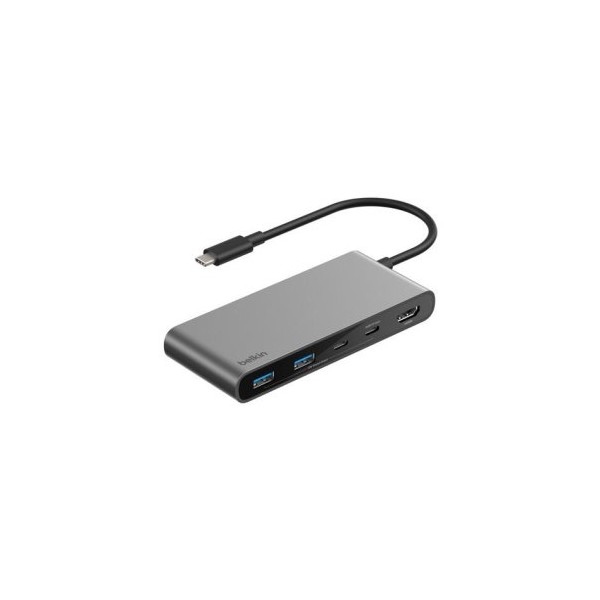HUB USB-C BELKIN AVC023hqSGY 7 PUERTOS HDMI 4K 60Hz SD MICROSD 2xUSB-A 2xUSB-C PD 100W GRIS ESPACIAL