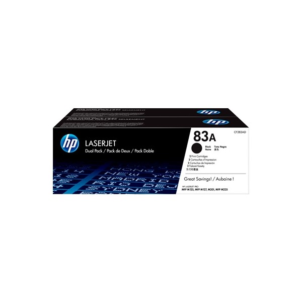 Toner hp original laserjet 83a black pack - 2 cf283ad