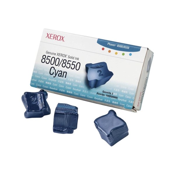 Tinta solida xerox tektronix phaser 8500 - 8550 cian 3 unidades