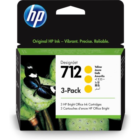 Pack 3 cartuchos hp 712 designjet t200 - t600 amarillo