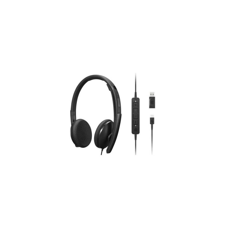 HEADSET USB-C LENOVO ESTEREO ANC MICROFONO CANCELACION DE RUIDO ACTIVA CON ADAPTADOR USB-A