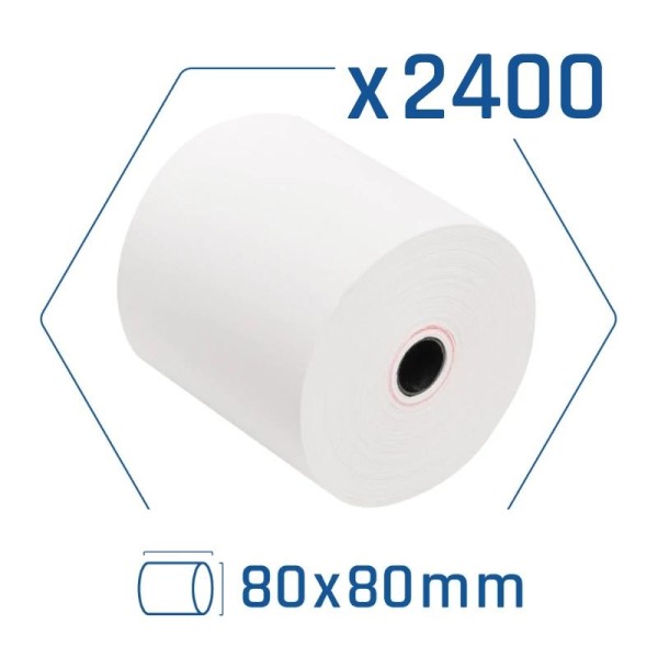 Palet 2400 rollos papel térmico sin BPA 80x80mm