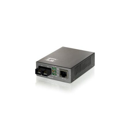 CONVERSOR FIBRA OPTICA LEVEL ONE 10/100TX A 100FX SC CON POE (20km)