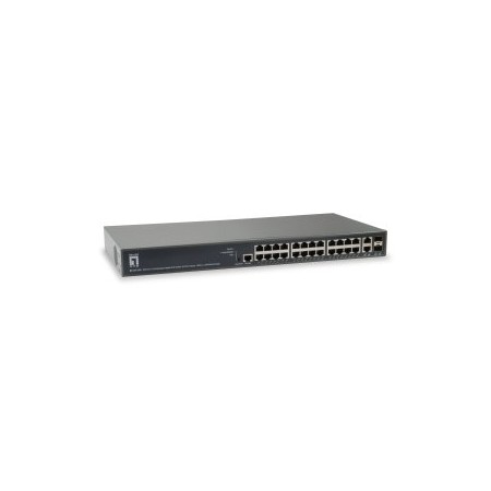 SWITCH GESTIONABLE LEVELONE L3 GEP-2681 26P 24xGb PoE 2x RJ45/SFP 185W