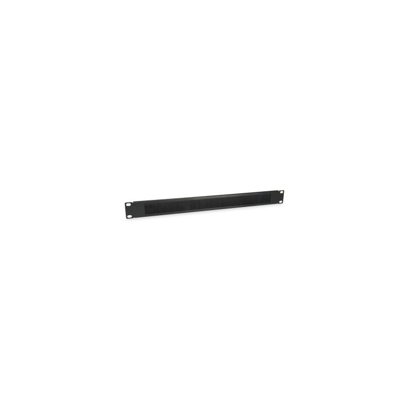 PANEL PASACABLES CON CEPILLO EQUIP 1U CON BARRA DE SOPORTE RACK19″ COLOR NEGRO