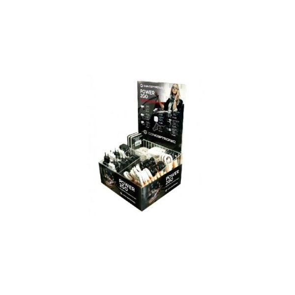 EXPOSITOR POWER2GO CARGADORES CABLES ACCESORIOS incluye 70 artículos