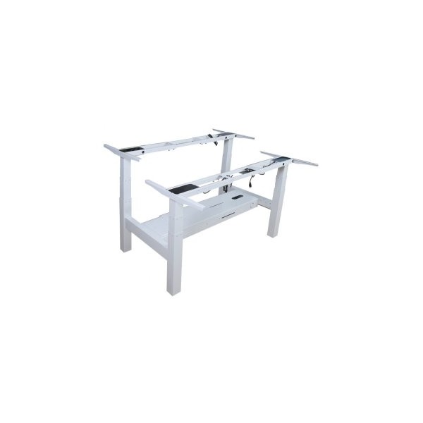 MESA ELECTRICA ERGONOMICA DOBLE CARA A CARA ALTURA REGULABLE SIN TABLERO COLOR ESTRUCTURA GRIS CON