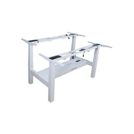MESA ELECTRICA ERGONOMICA DOBLE CARA A CARA ALTURA REGULABLE SIN TABLERO COLOR ESTRUCTURA BLANCO C