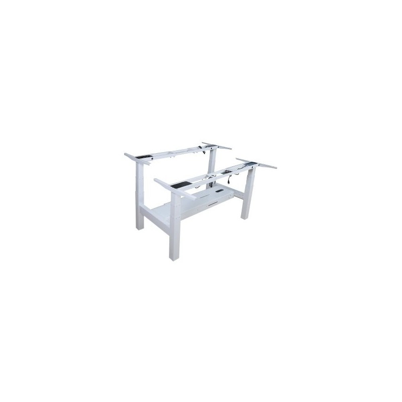 MESA ELECTRICA ERGONOMICA DOBLE CARA A CARA ALTURA REGULABLE SIN TABLERO COLOR ESTRUCTURA BLANCO C
