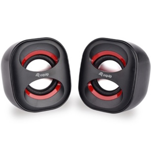 Altavoces 2.0 equip life mini 6w rms color negro y rojo jack 3.5 pulgadas alimetancion usb