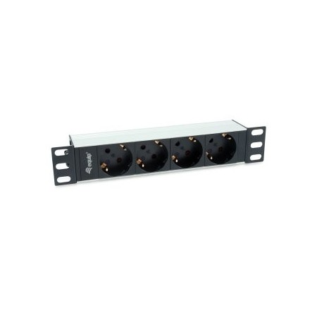 REGLETA ALIMENTACION ALUMINIO RACK 10″ 1U 4 TOMAS TIPO SHUCKO EURO CABLE 1.5m
