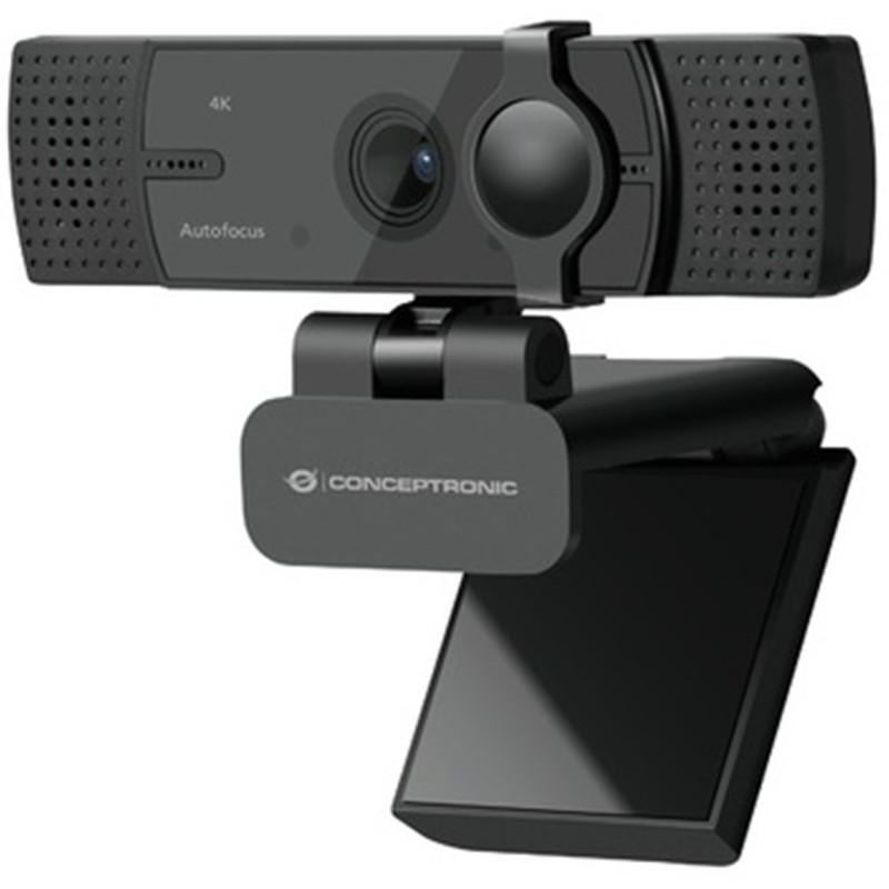 Webcam 4k conceptronic amdis07b 8.3mp - 4k ultra hd - usb - angulo vision 80º - enfoque automatico - doble microfono integrado