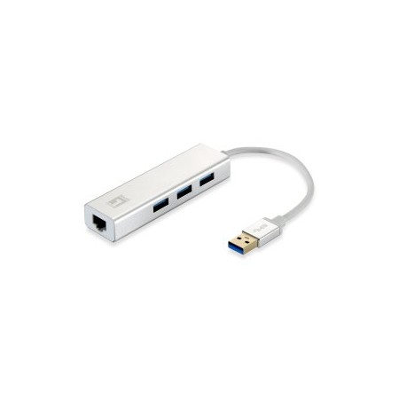 ADAPTADOR USB 3.0 A GIGABIT ETHERNET RJ45 LEVEL ONE CON HUB USB 3.0