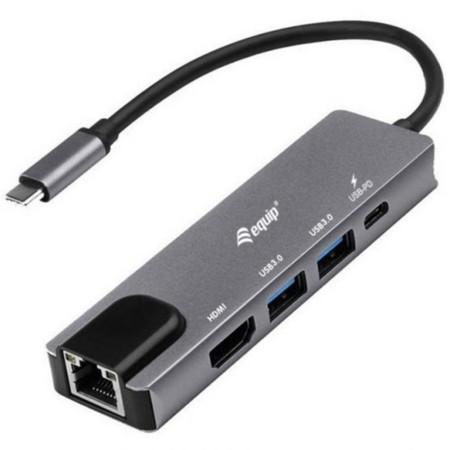 Docking station equip usb tipo c 5 en 1 hdmi rj45 usb 3.2 100w pd