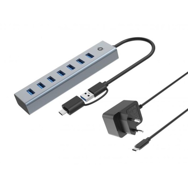Hub usb 3.0 conceptronic hubbies21gp 7 puertos usb - c a 7xusb - a con alimentador