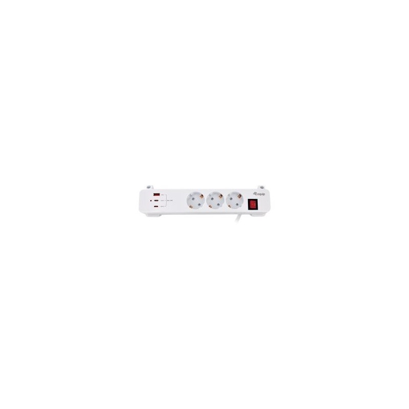 REGLETA ALIMENTACION EQUIP 245556 CON ABRAZADERA 3 TOMAS SCHUKO 2XUSB-C 1XUSB-A 20W BLANCO