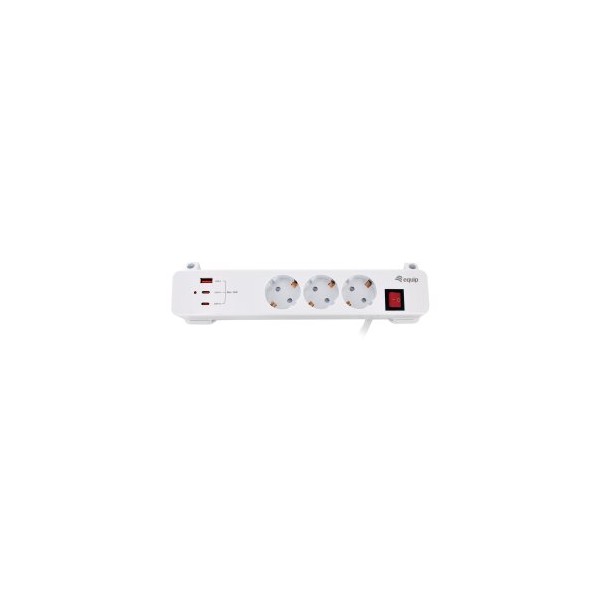REGLETA ALIMENTACION EQUIP 245556 CON ABRAZADERA 3 TOMAS SCHUKO 2XUSB-C 1XUSB-A 20W BLANCO