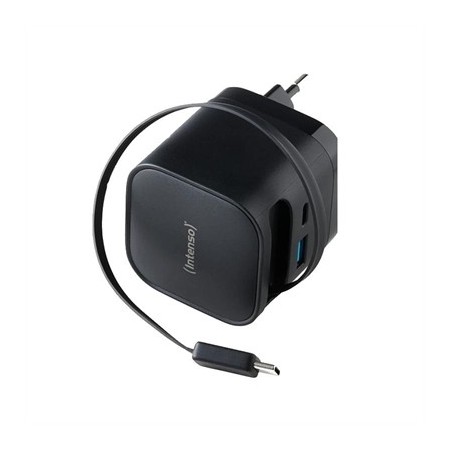 Cargador de pared intenso 65w gan w65acic retractil negro