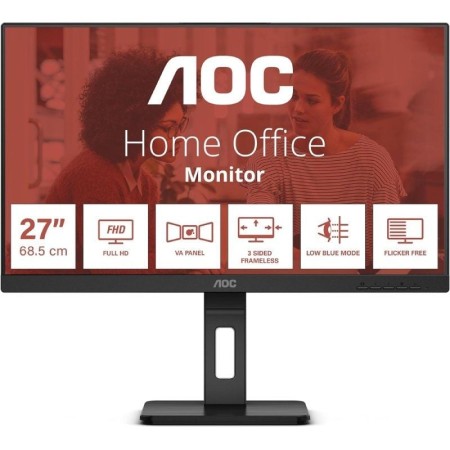 Monitor Profesional AOC 27E3QAF 27″/ Full HD/ Multimedia/ Regulable en altura/ Negro