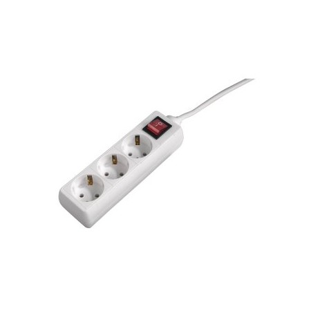 REGLETA ALIMENTACION HAMA CON 3 TOMAS INTERRUPTOR 1,4m COLOR BLANCO