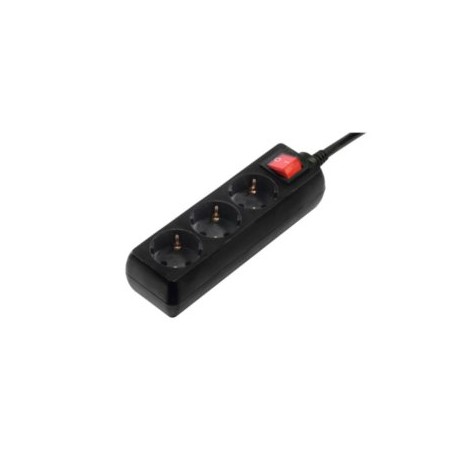 REGLETA ALIMENTACION HAMA CON 3 TOMAS INTERRUPTOR 1,4M 3500W 3X1,5MM COLOR NEGRO