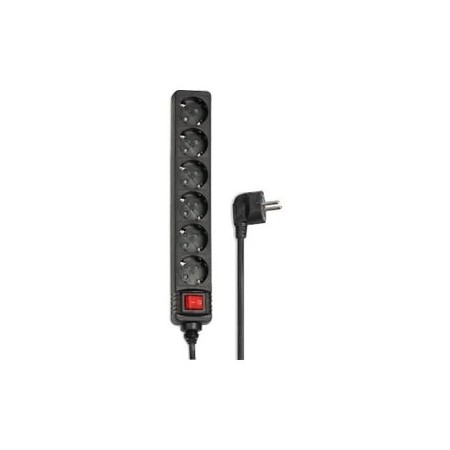 REGLETA ALIMENTACION HAMA CON 6 TOMAS INTERRUPTOR 1,4m COLOR NEGRA