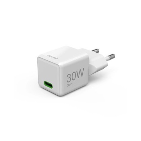 CARGADOR USB HAMA SUPER MINI 1xUSB-C GaN 30W QUICK CHARGE POWER DELIVERY COLOR BLANCO