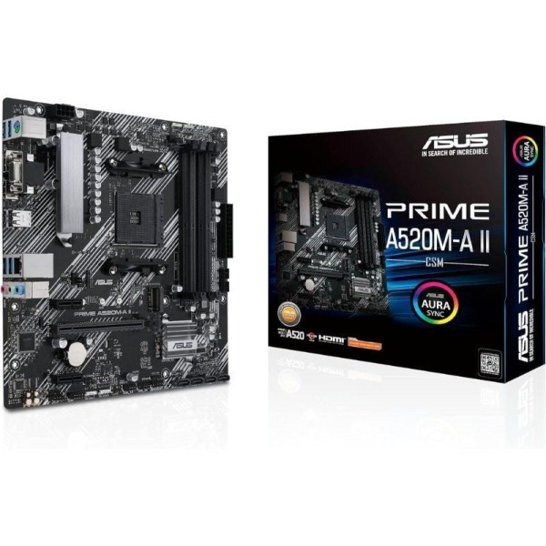 Placa Base Asus Prime A520M-A II/CSM Socket AM4/ DDR4/ PCIe 3.0/ Micro ATX