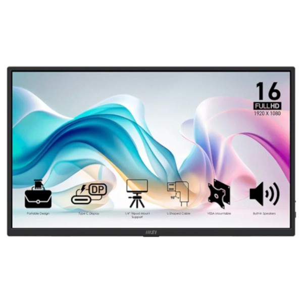 Monitor msi mp165 e6 15.6 pulgadas fhd