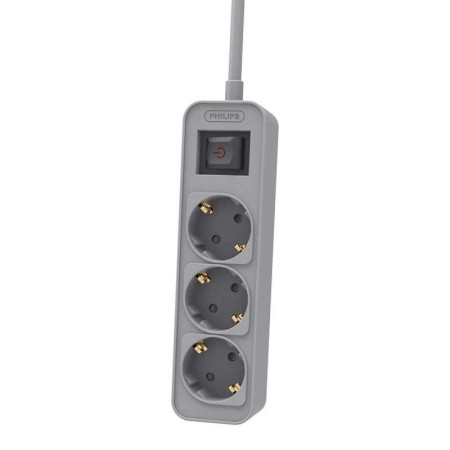 Regleta con Interruptor Philips CHP2134G/ 3 Tomas de corriente/ Cable 1.5m/ Gris
