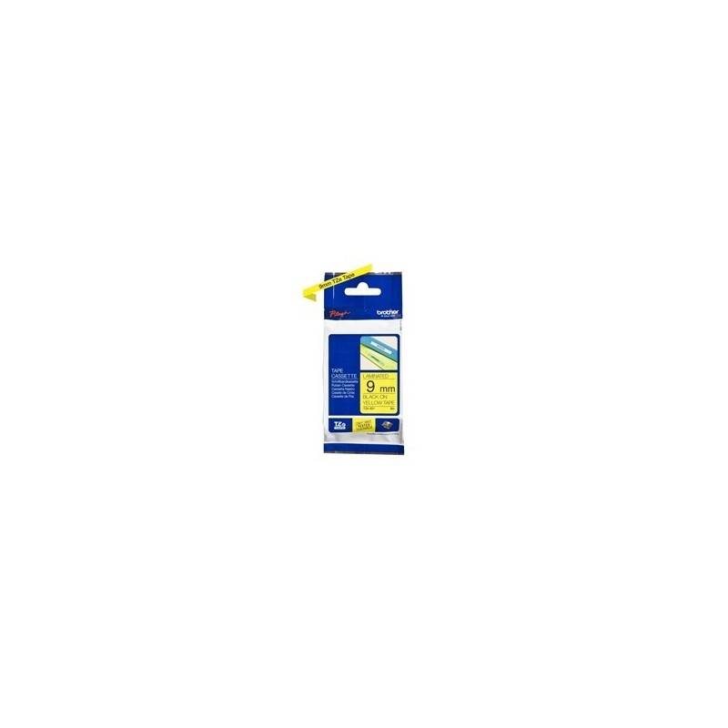 Cinta laminada brother tze621 9mm x 8m negro sobre fondo amarillo