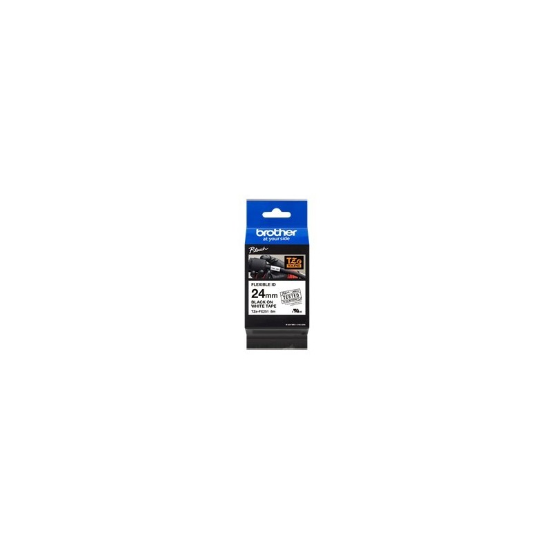 Cinta laminada brother tzefx251 texto negro sobre fondo blanco - 24mm ancho - 8m longitud