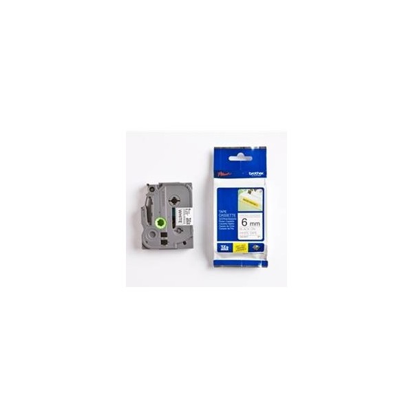 Cinta super adhesiva brother tzes211 6mm x 8m blanco - negro