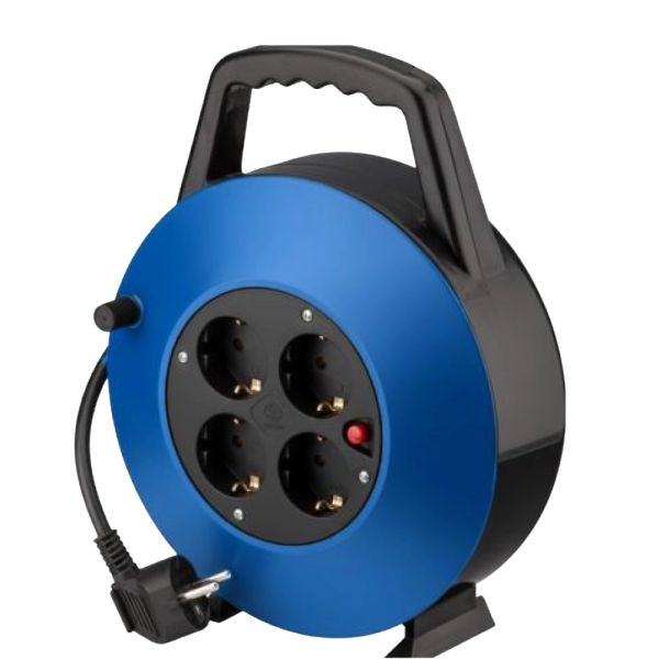 Regleta alargadera phasak 4 tomas schuko con proteccion enrollable 10 metros
