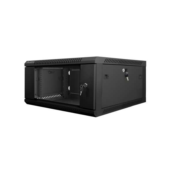 Armario lanberg mural rack 19 pulgadas 4u - 600x600 flat pack v2 negro