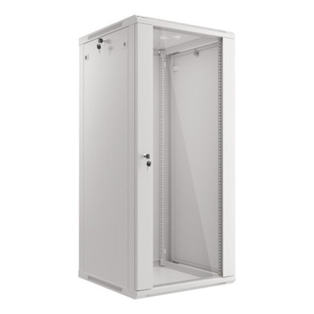 Armario lanberg mural rack 19 pulgadas 27u - 600x600 flat pack puerta cristal gris