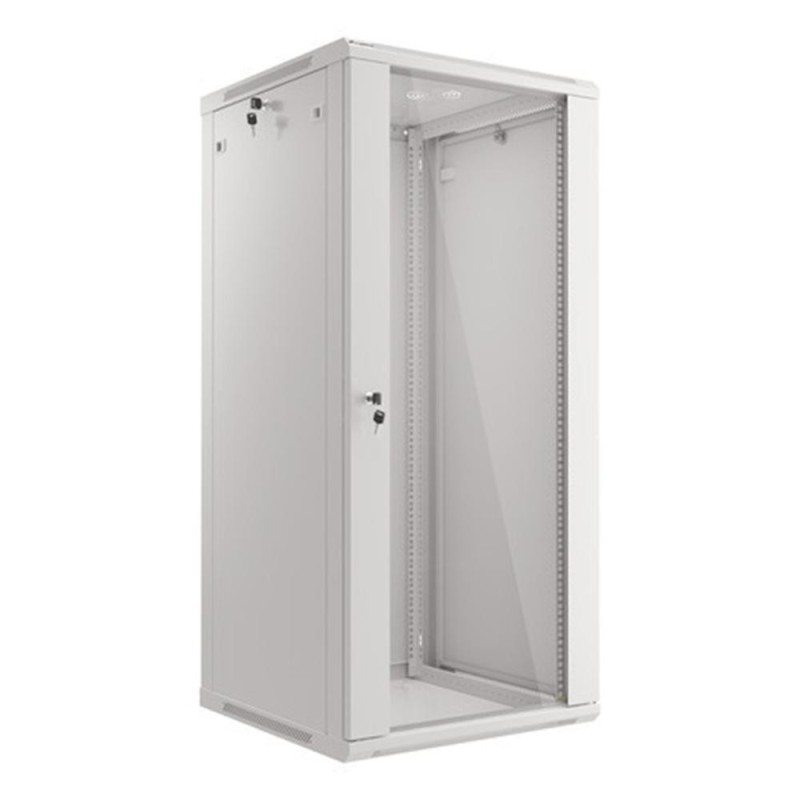 Armario lanberg mural rack 19 pulgadas 27u - 600x600 flat pack puerta cristal gris