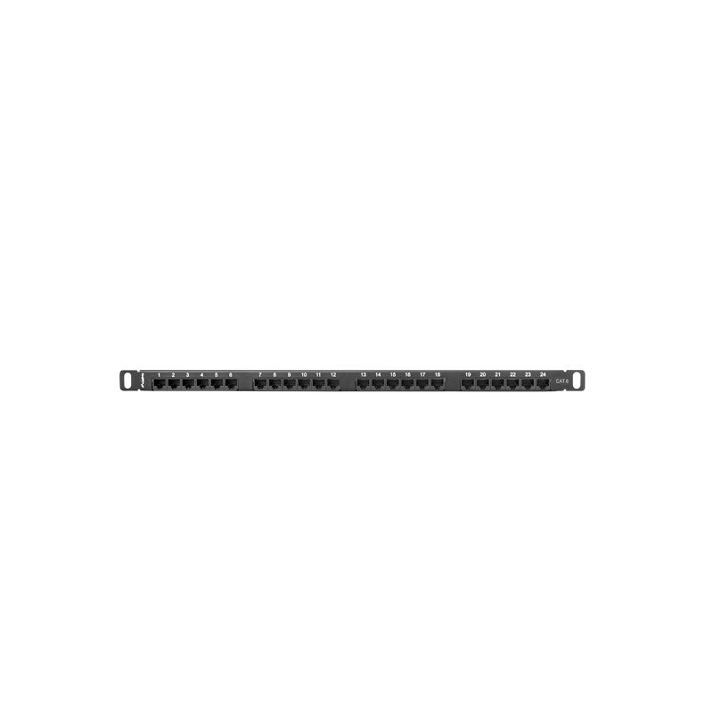 Patch panel lanberg cat.6 utp 24 puertos 0.5u rack 19 negro